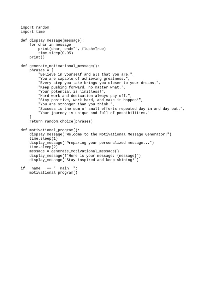 Motivational Message Generator Script | PDF