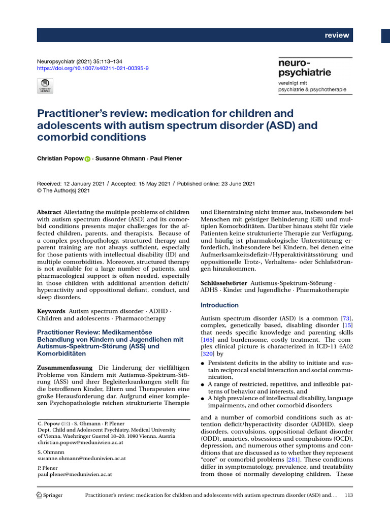 Medication for ASD and Comorbid ADHD | PDF | Attention Deficit ...