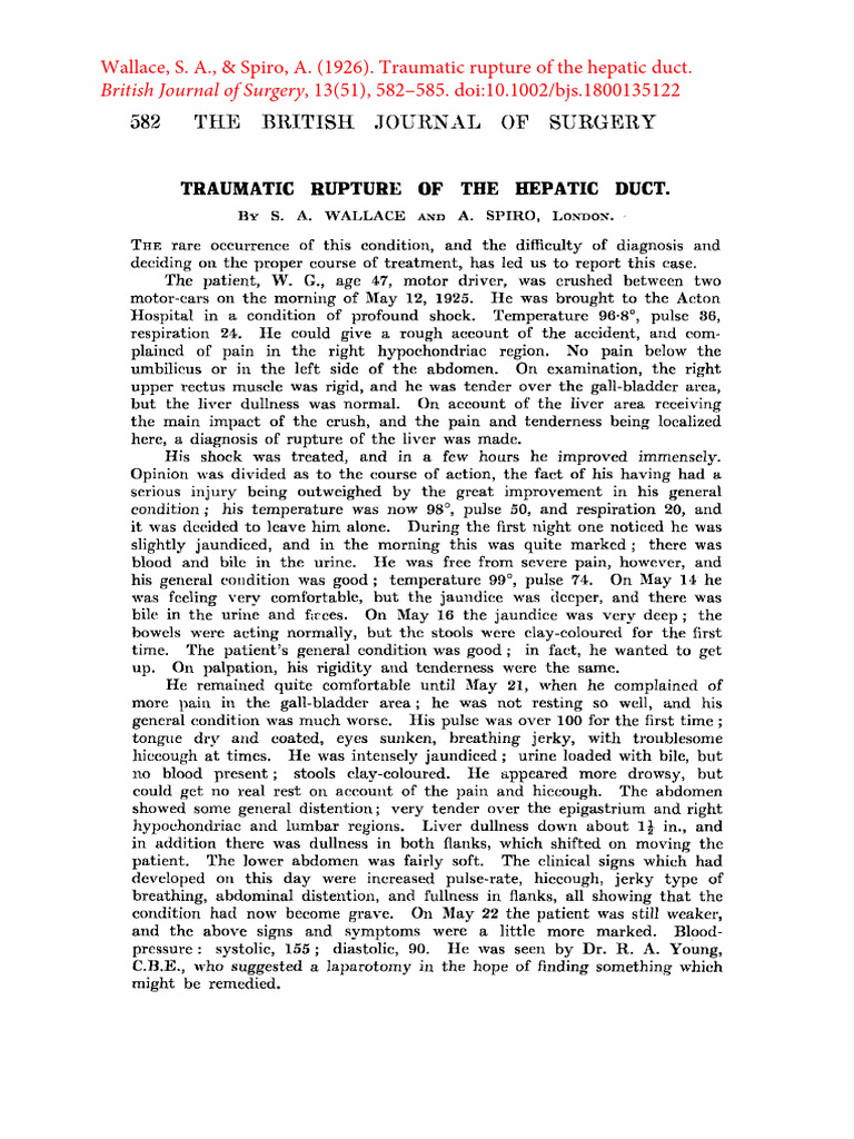 Wallace1926 - Traumatic Rupture of The Hepatic Duct | PDF | Liver ...