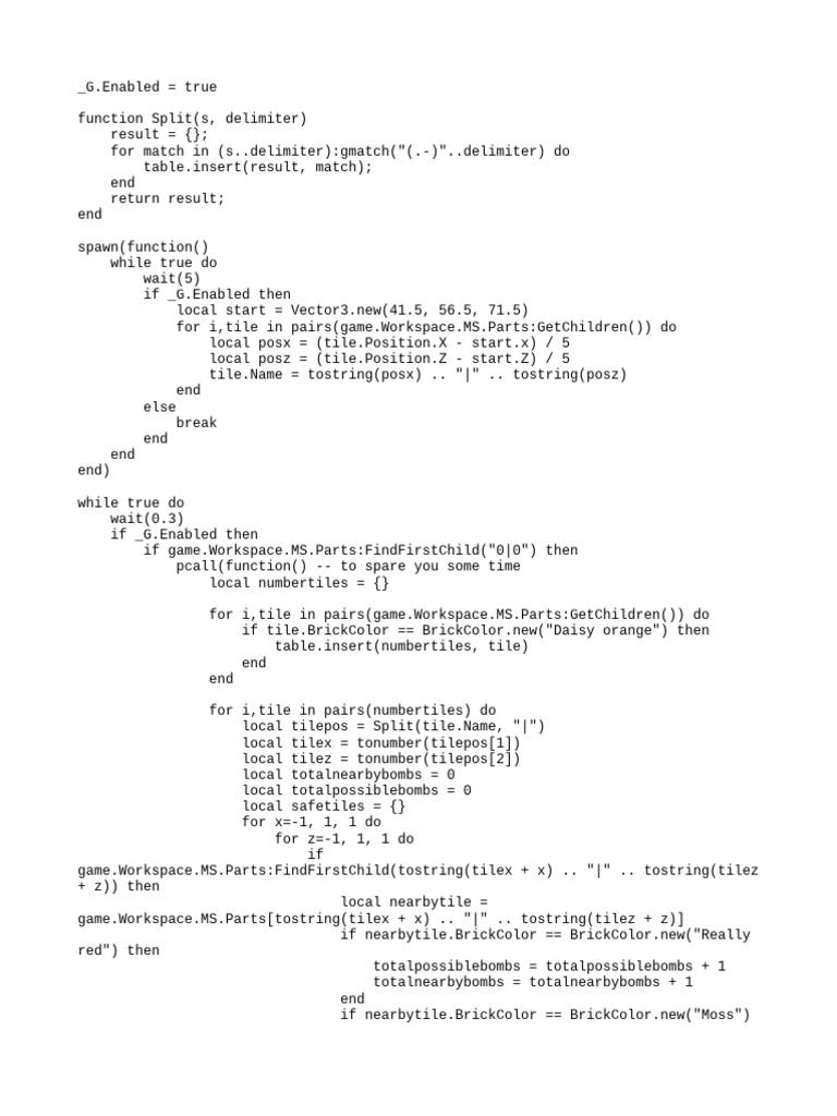Roblox Minesweeper Script Guide | PDF