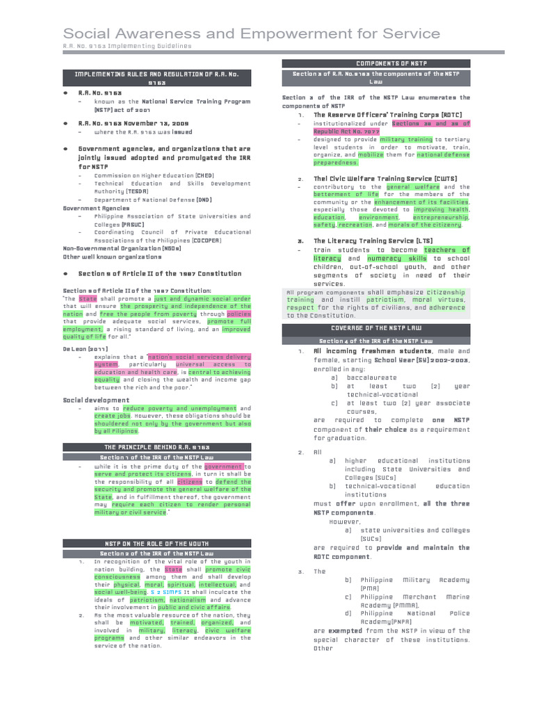 NSTP Law: DMST Requirements for HEIs | PDF