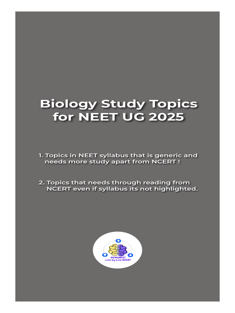NEET UG 2025 Biology Study Guide | PDF | Rna Interference | Small ...