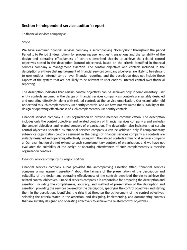 SOC 1 Case Study | PDF | Audit | Internal Control