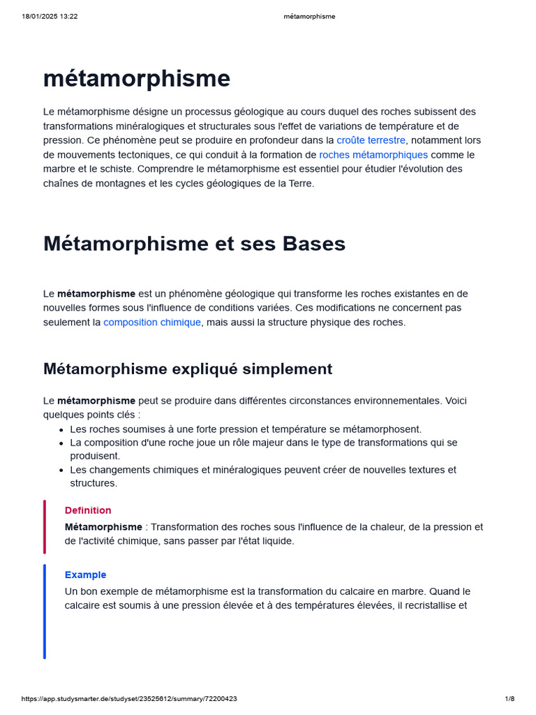 Métamorphisme : Transformation des Roches | PDF | Géologie | Pétrologie