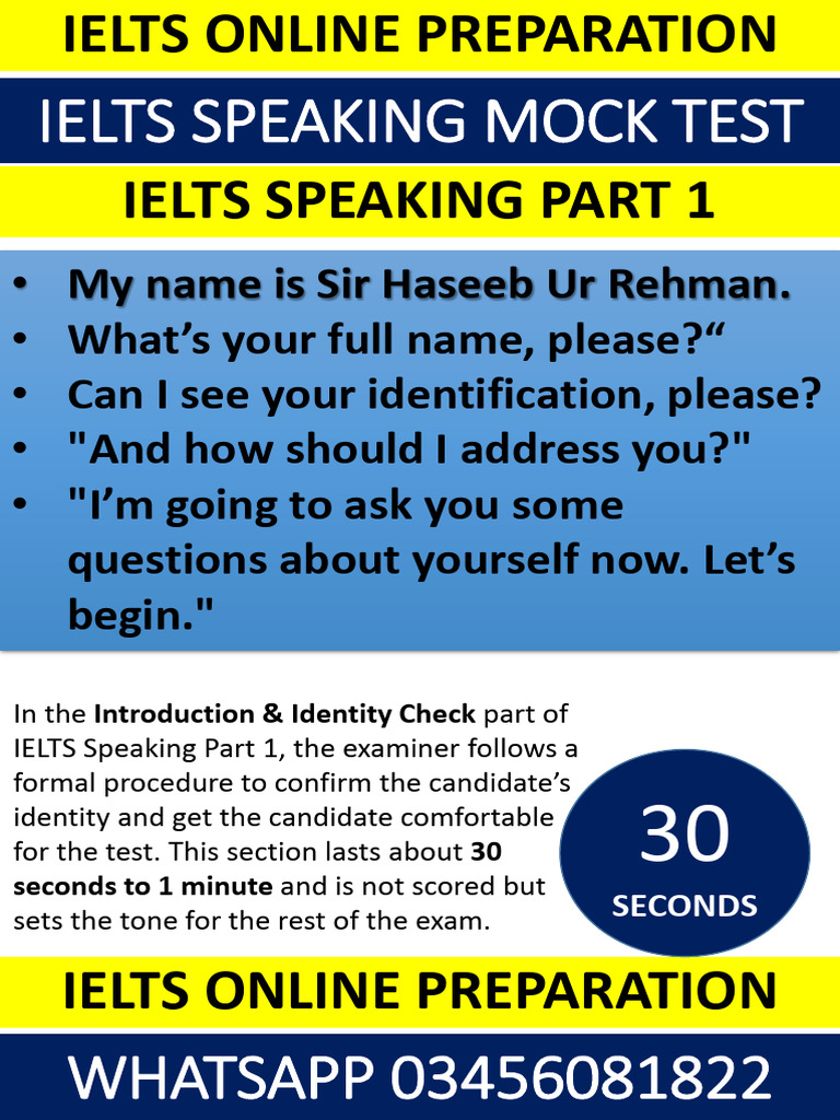 IELTS Speaking Mock Test Guide | PDF | Puzzles | International English ...