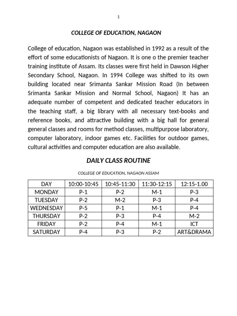 College of Education, Nagaon Overview | PDF