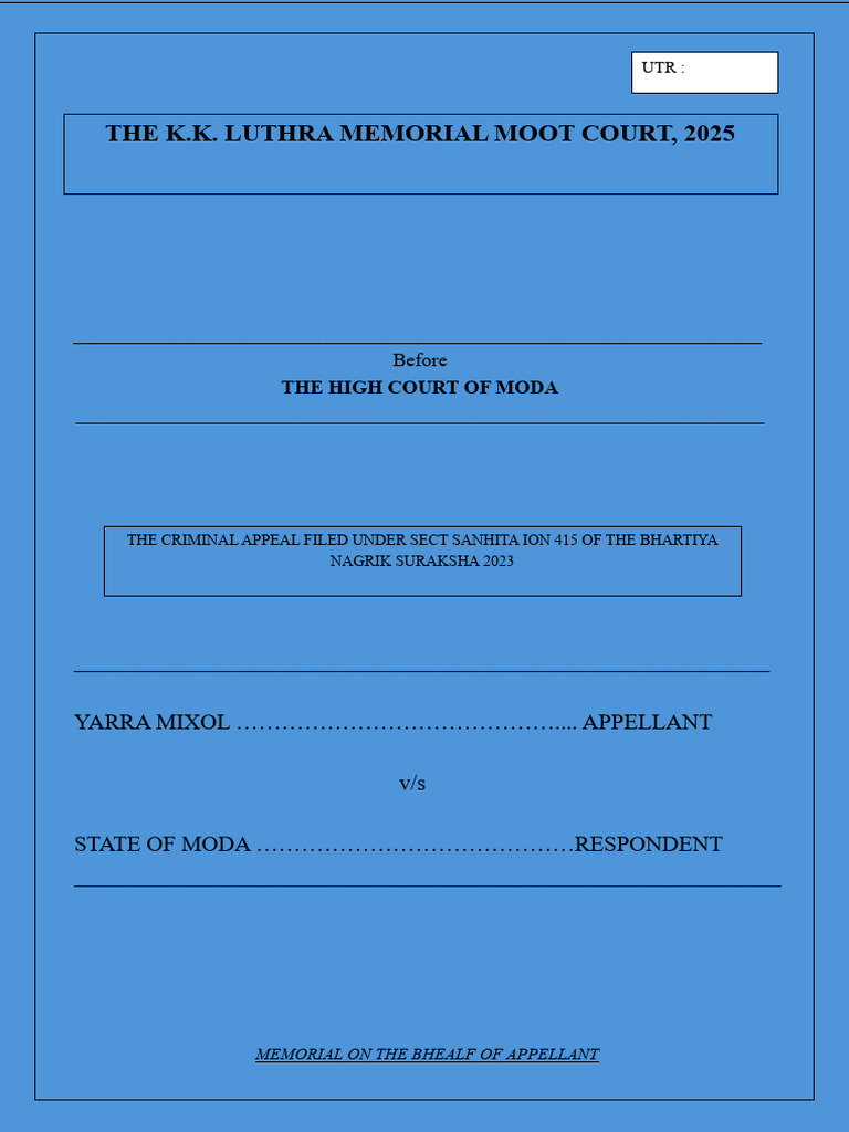 Memorial Appellant GRV | PDF | Mens Rea | Circumstantial Evidence
