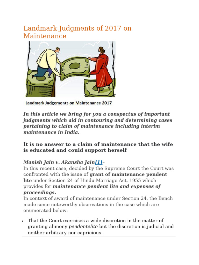 Landmark Maintenance Judgments of 2017 | PDF | Alimony | Social ...
