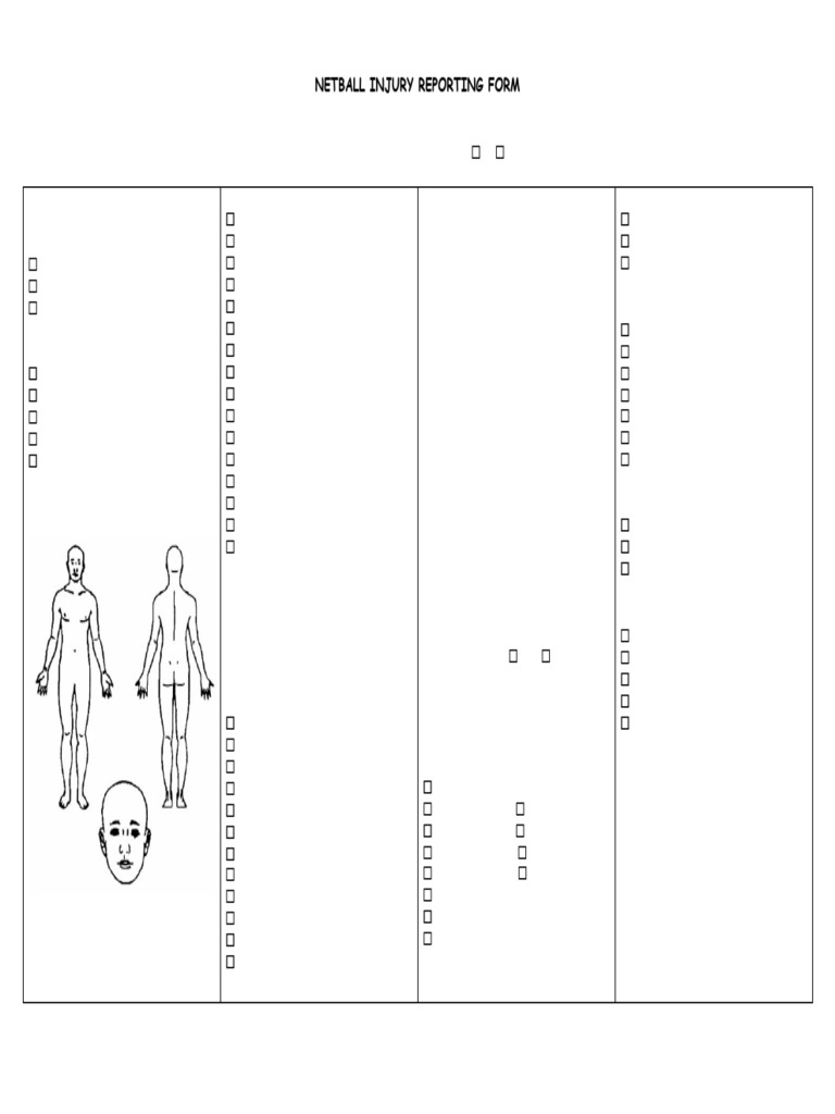 Netball Injury Reporting Form | PDF | Surgical Specialties | Diseases ...