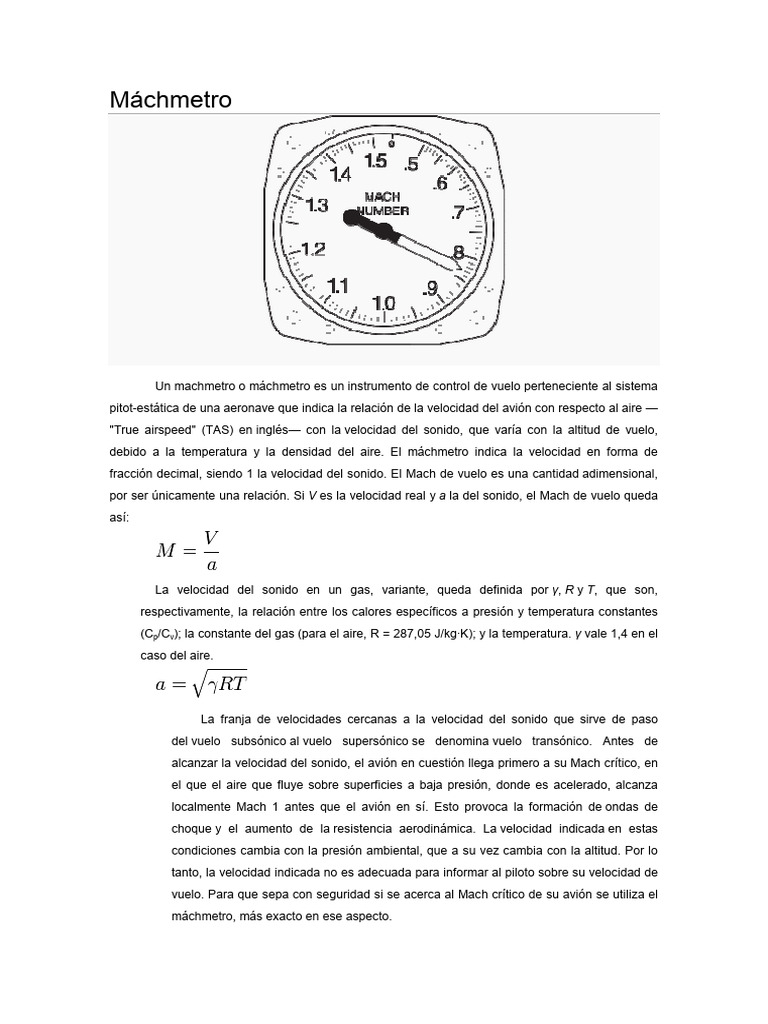 Funcionamiento del Máchmetro en Aeronaves | PDF | Número de Mach ...