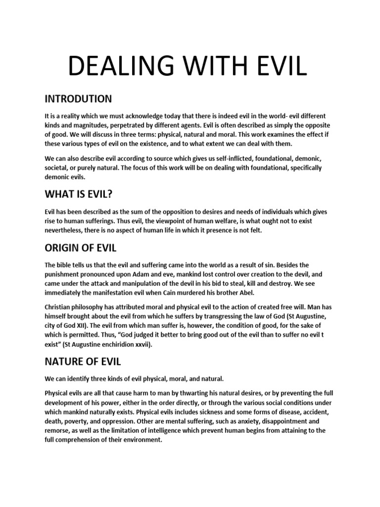 Dealing With Evil Pdf Deliverance Ministry Exorcism