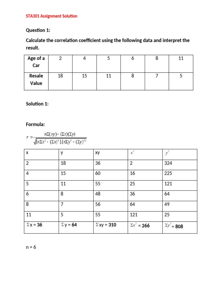 Fall 2024 - STA301 | PDF