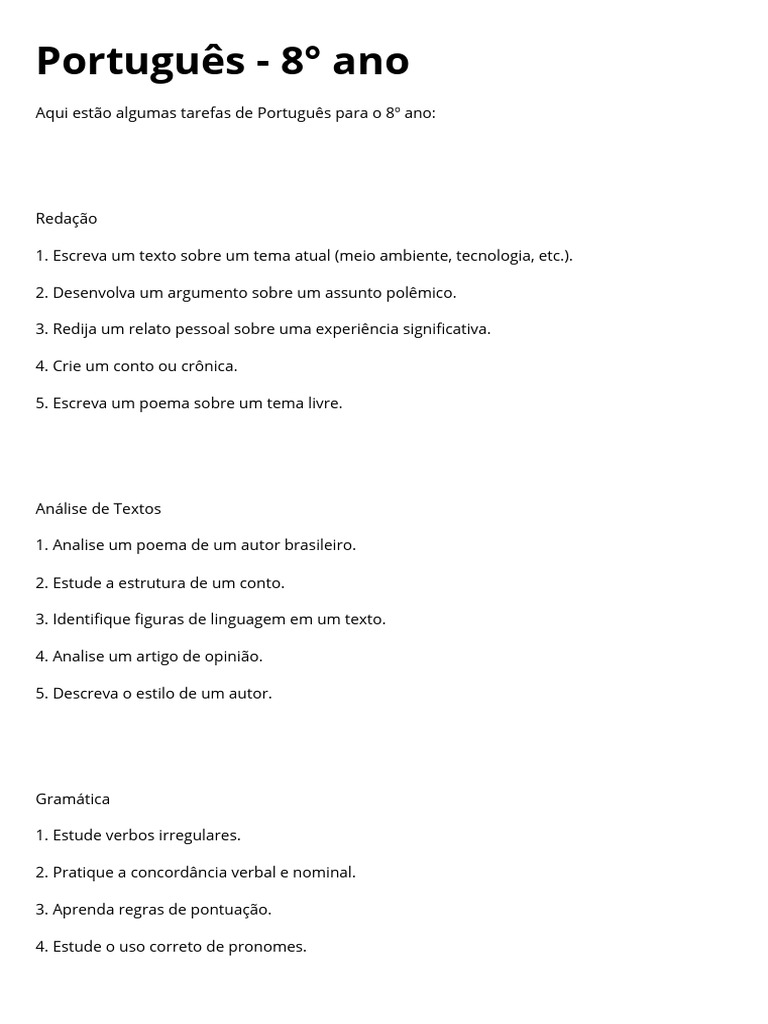 Português - 8°ano | PDF
