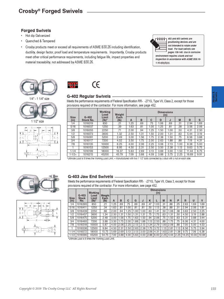 Crosby Standard Forged Swivels | PDF | Secondary Sector Of The Economy ...