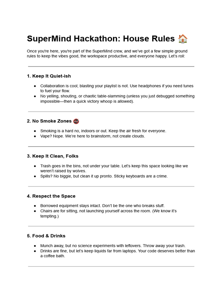 SuperMind Hackathon House Rules | PDF