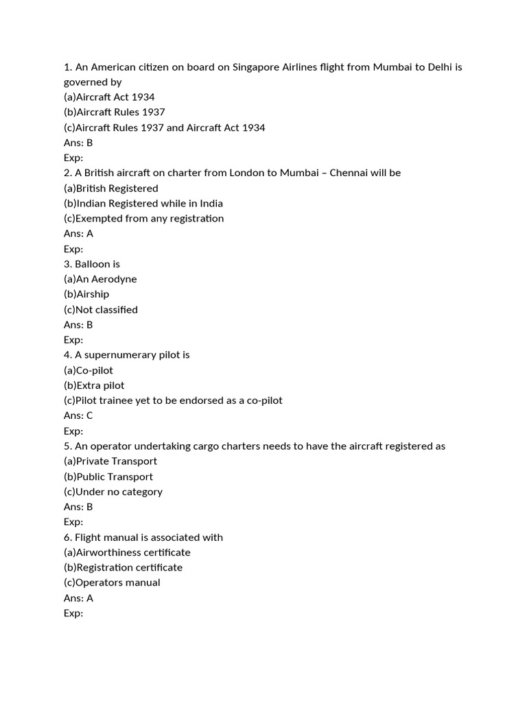 Air Hostess Exam Question Paper | PDF | Instrument Flight Rules ...