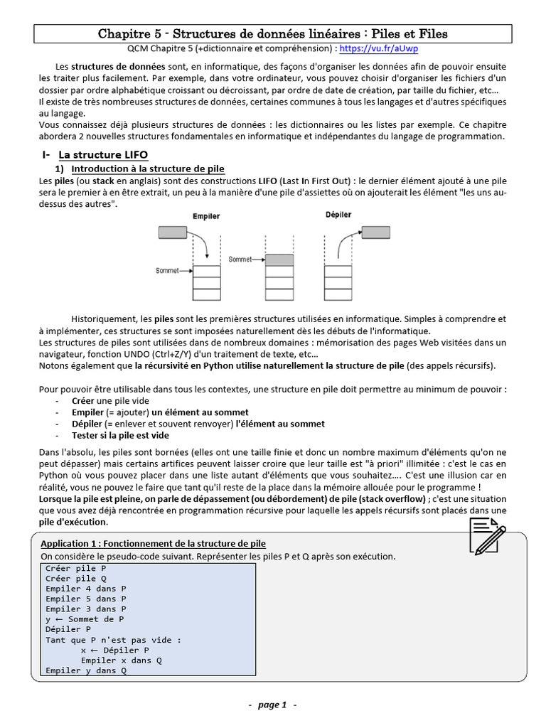 Introduction aux Piles en Informatique | PDF | Python (Langage de ...