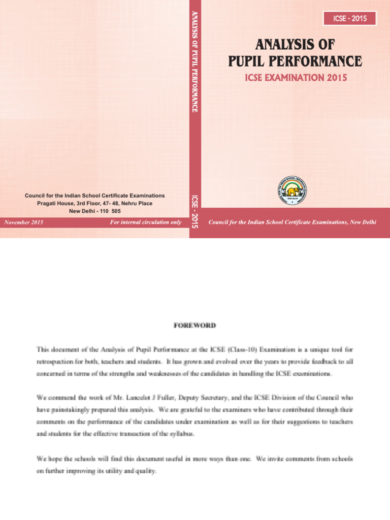 ICSE 2015 Pupil Performance Analysis | PDF | Methodology