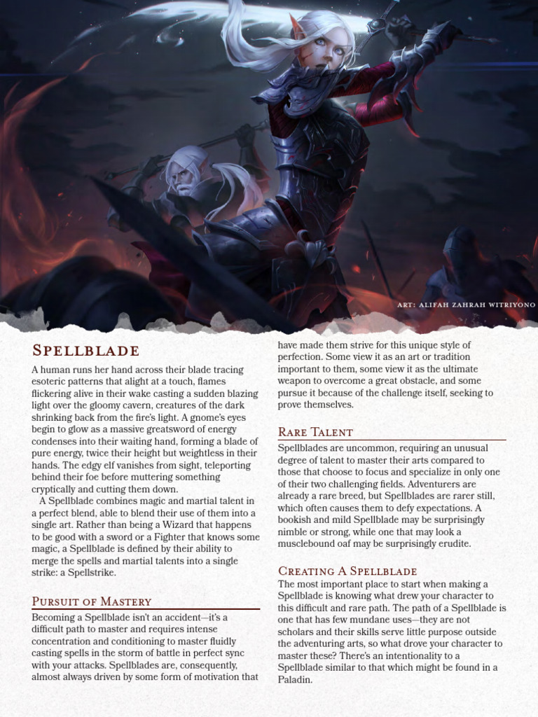 Spellblade Class Guide: Mastering Magic and Combat | PDF | Ammunition