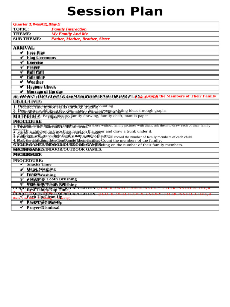 WEEK 2 - SESSON PLAN | PDF