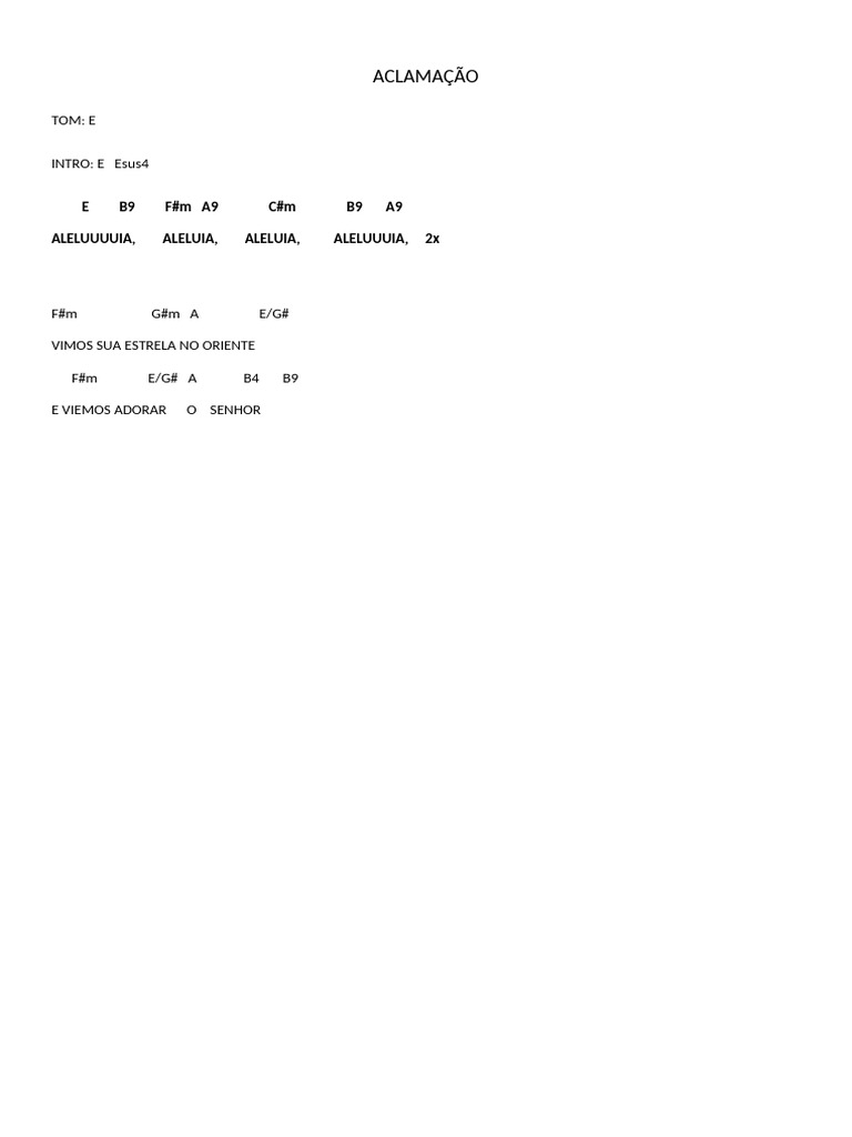 Aclamação: Letra e Acordes de Música | PDF