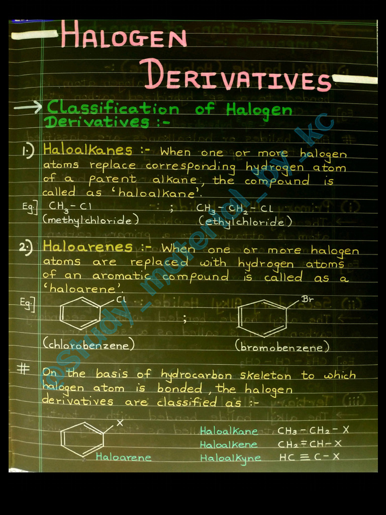 Halogen Derivatives Notes Invert | PDF