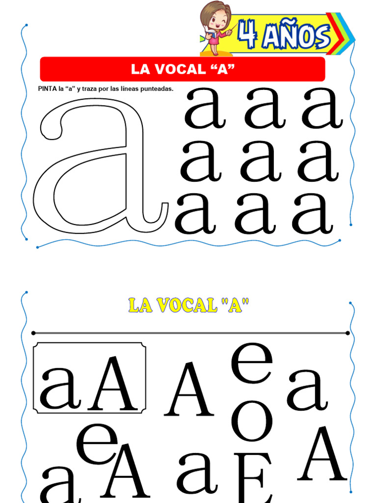 Actividades Con La Vocal A para Niños de 4 Años | PDF