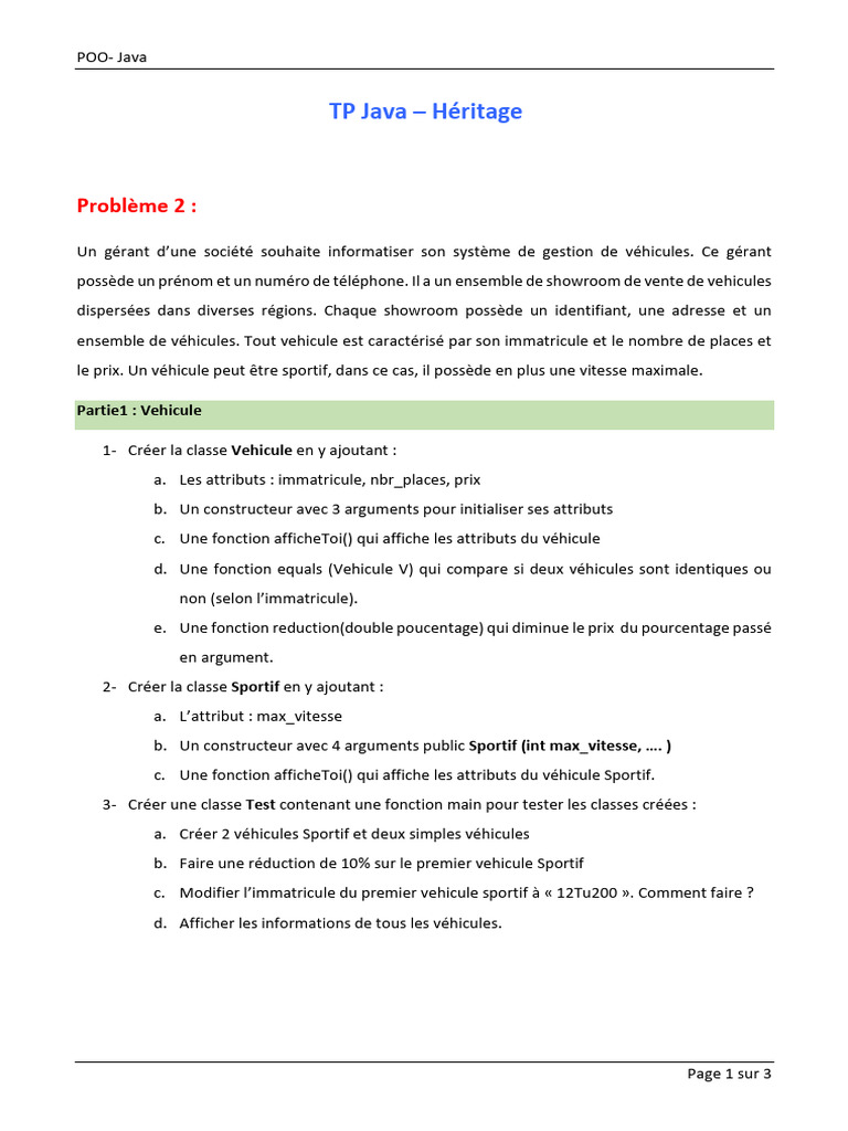 Gestion de véhicules en Java | PDF | Java (Langage de programmation ...