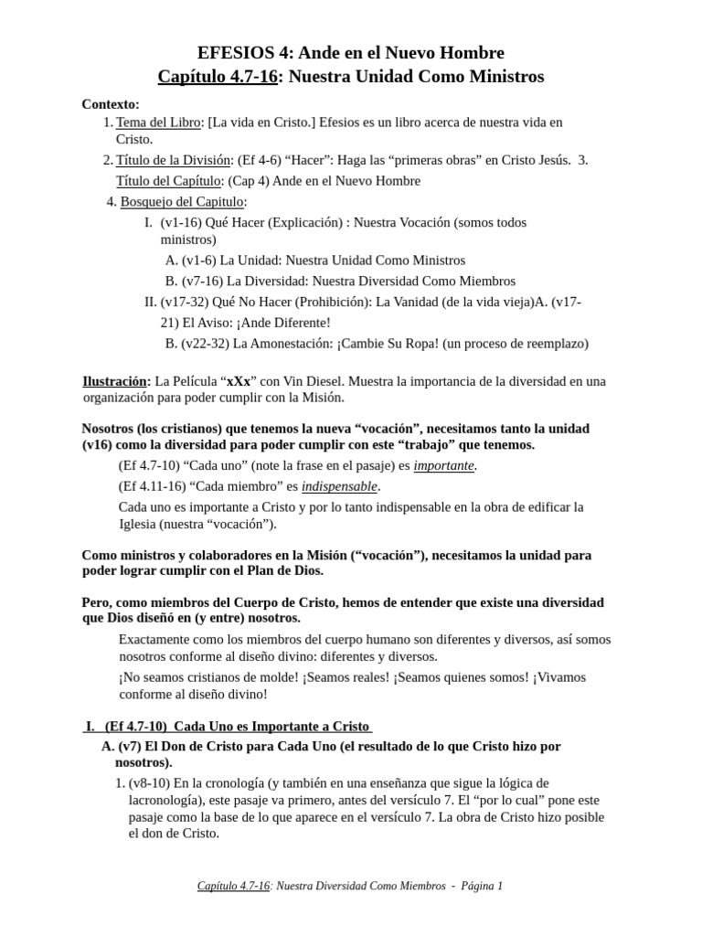 Unidad y Diversidad en Efesios 4 | PDF | Cristo (título) | Apóstol