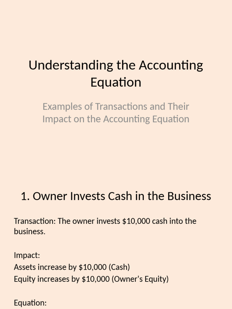 Accounting Equation Transactions | PDF
