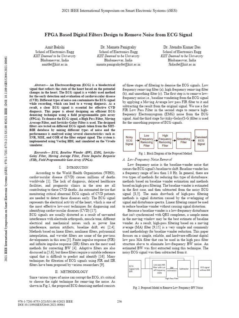 FPGA Based Digital Filters Design To Remove Noise From ECG Signal | PDF ...