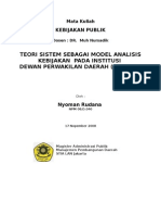 Download TEORI SISTEM SEBAGAI MODEL ANALISIS KEBIJAKAN  PADA INSTITUSI DEWAN PERWAKILAN DAERAH  DPD  RI by Nyoman Rudana SN8172335 doc pdf