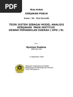 Download TEORI SISTEM SEBAGAI MODEL ANALISIS KEBIJAKAN  PADA INSTITUSI DEWAN PERWAKILAN DAERAH  DPD  RI by Nyoman Rudana SN8172335 doc pdf