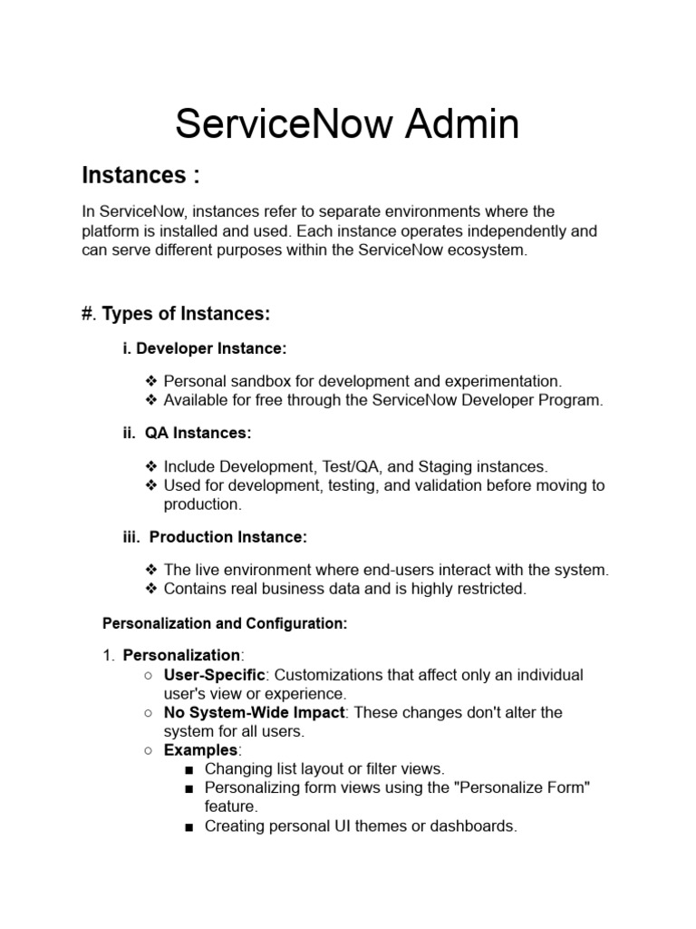 ServiceNow Admin Roles Overview | PDF | Service Level Agreement | Databases