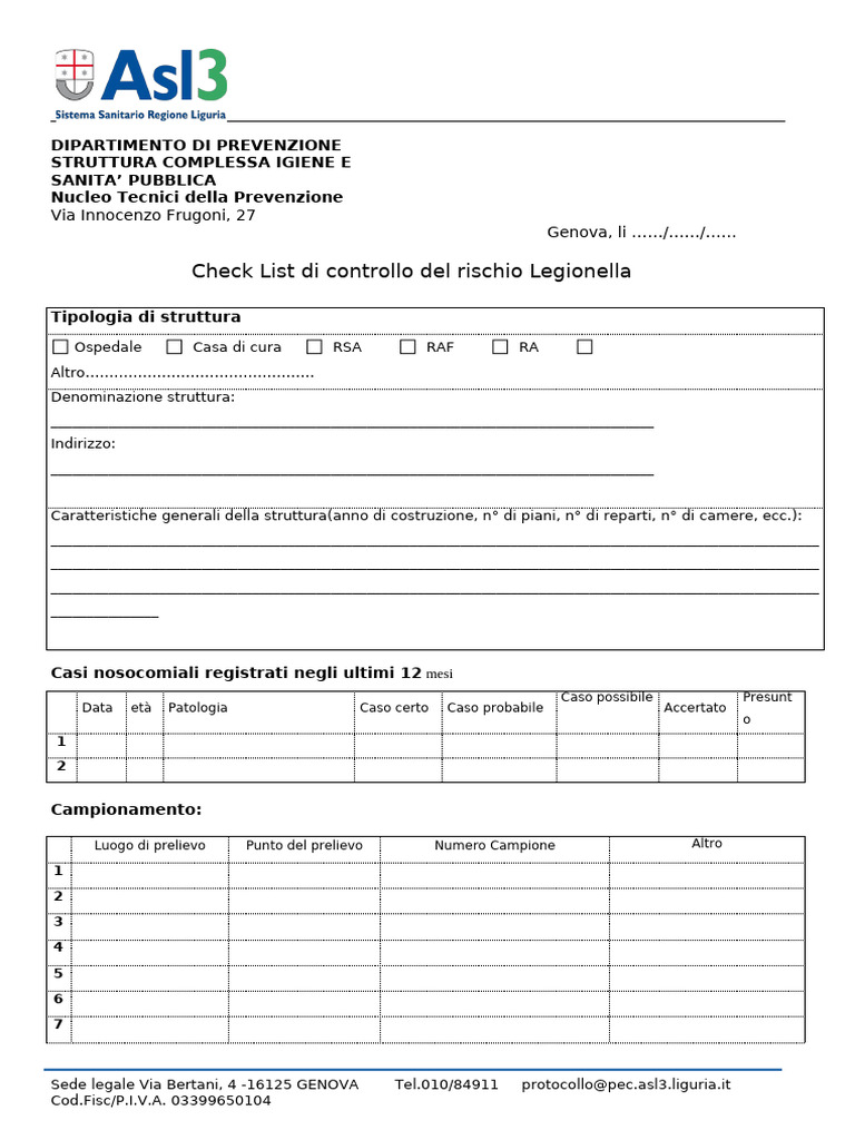 Check List Legionella | PDF