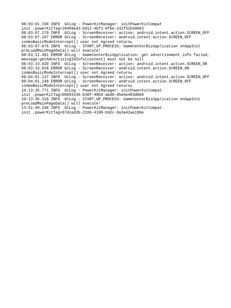 GameCenter App Init & Errors Log | PDF