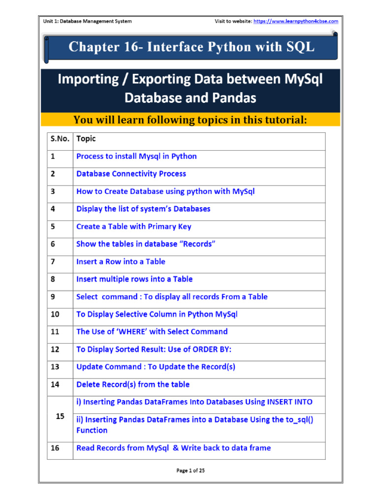 Python MySql Connectivity | PDF