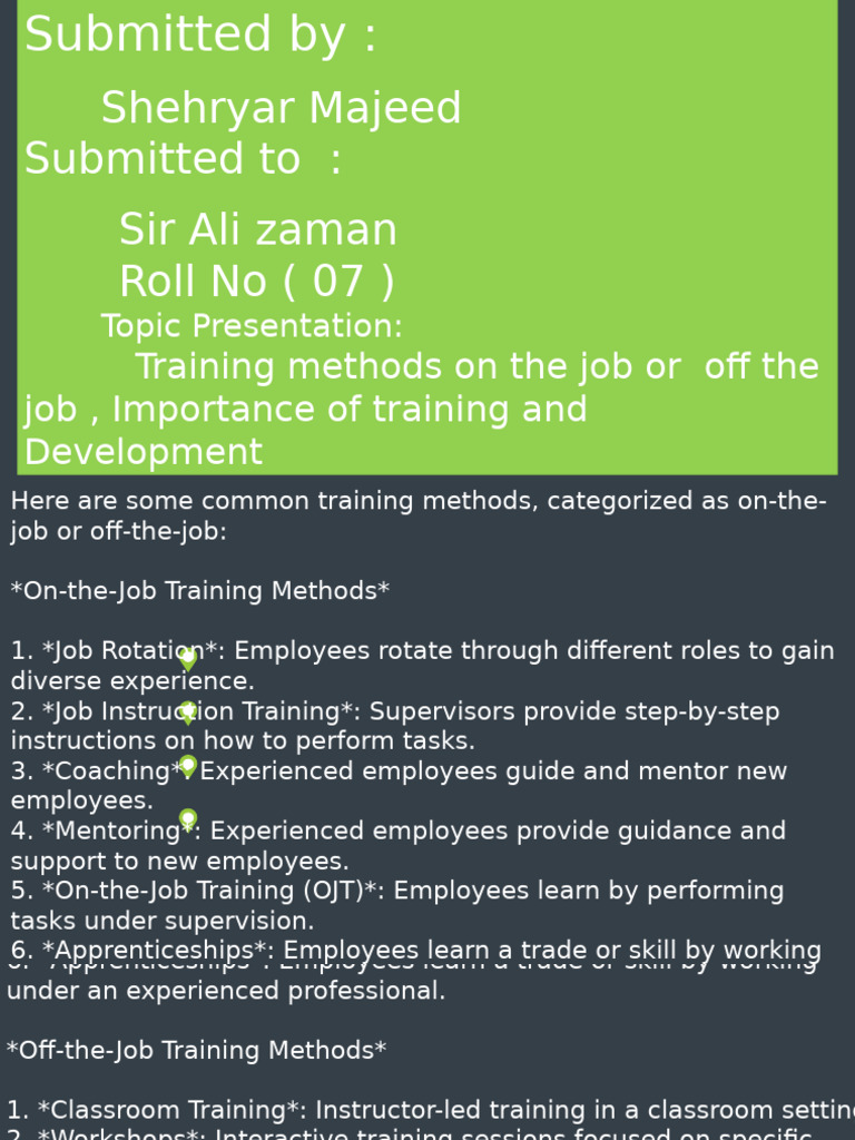 Training Methods On The Job or Off The Job | PDF | Behavior ...