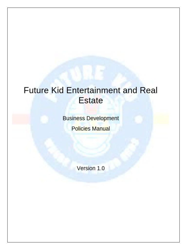 Future Kid Business Development Policies Manual | PDF | Marketing ...