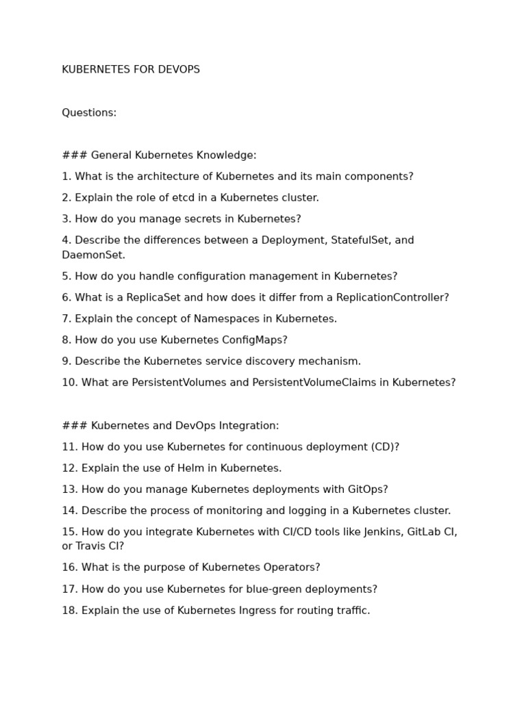 100 Kubernetes Questions | PDF | Cloud Computing | System Software