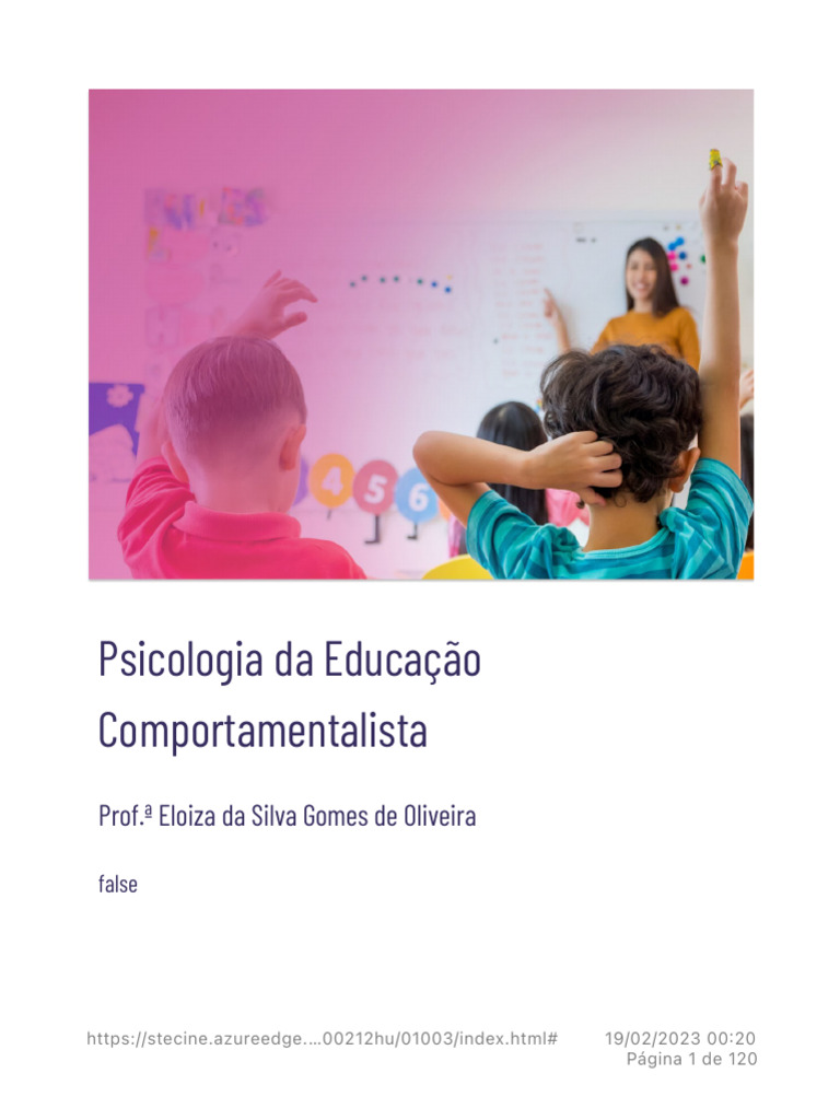 Psicologia Da Educação Comportamentalista | PDF | Behaviorismo | Psicologia
