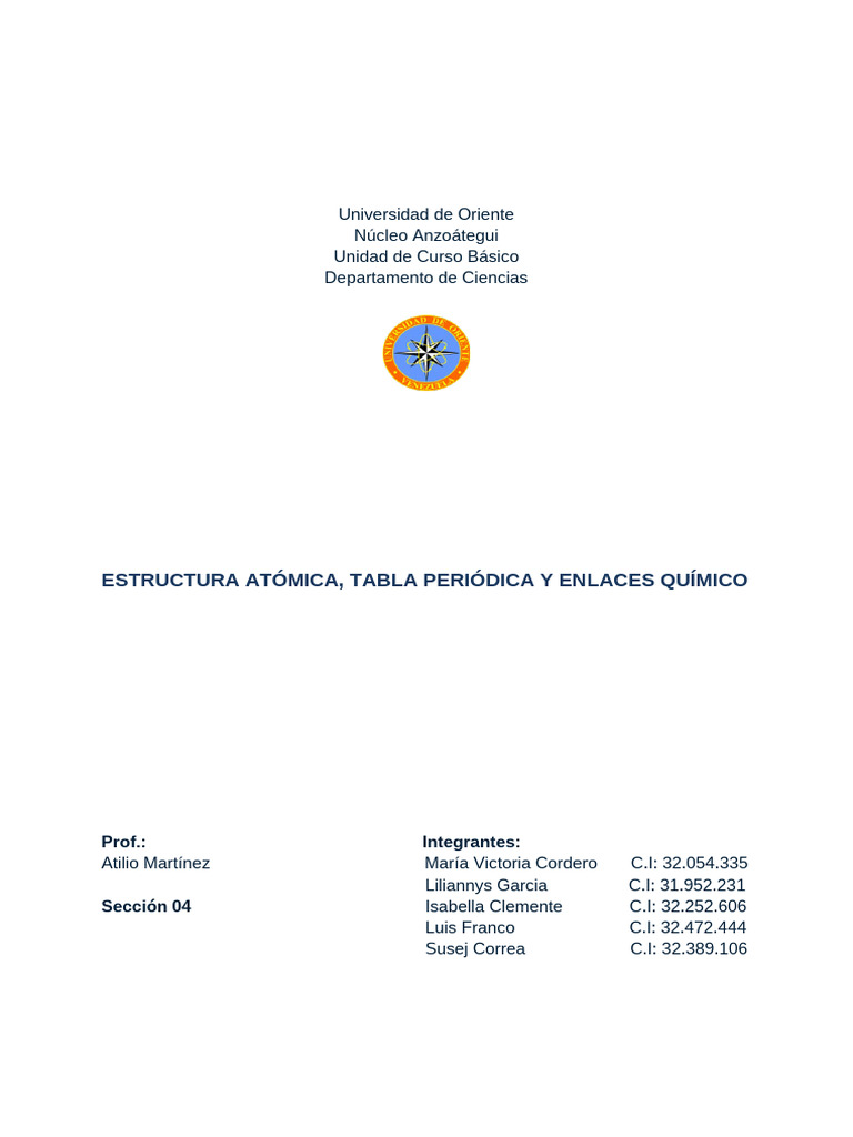 Estructura Atómica y Tabla Periódica | PDF | Partículas fisicas ...