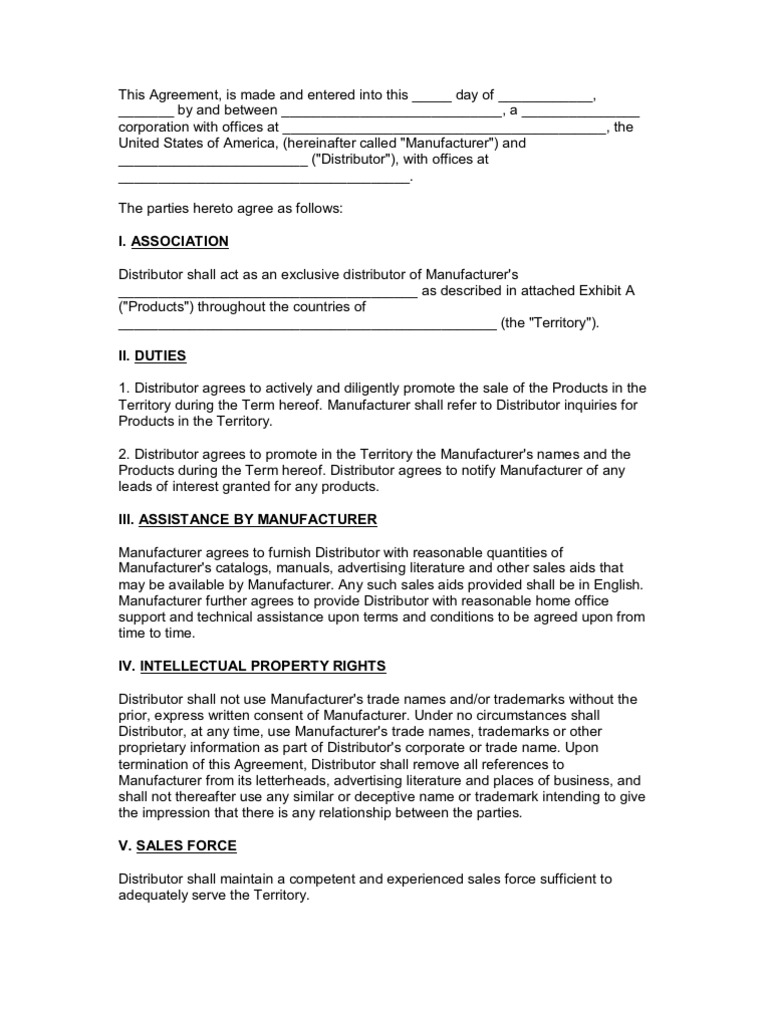 International Distributor Agreement PDF Law Of Agency Indemnity