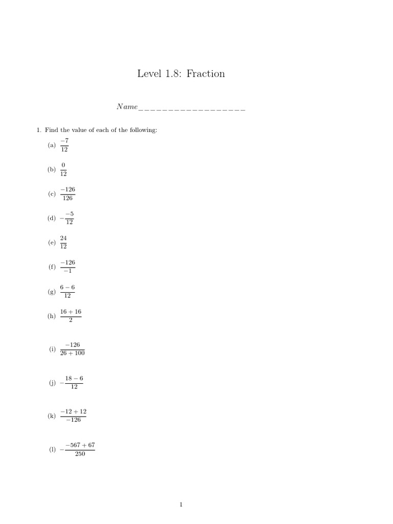 Fraction Problems and Evaluations | PDF | Integer | Mathematics