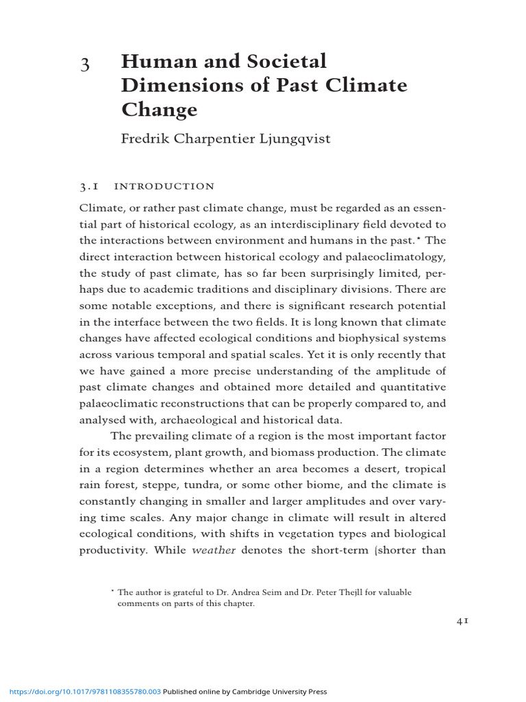 Human and Societal Dimensions of Past Climate Change | PDF | Climate ...