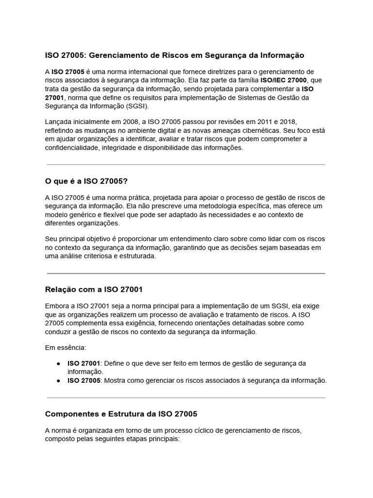 ISO 27005: Gestão de Riscos em Segurança | PDF | Segurança da ...
