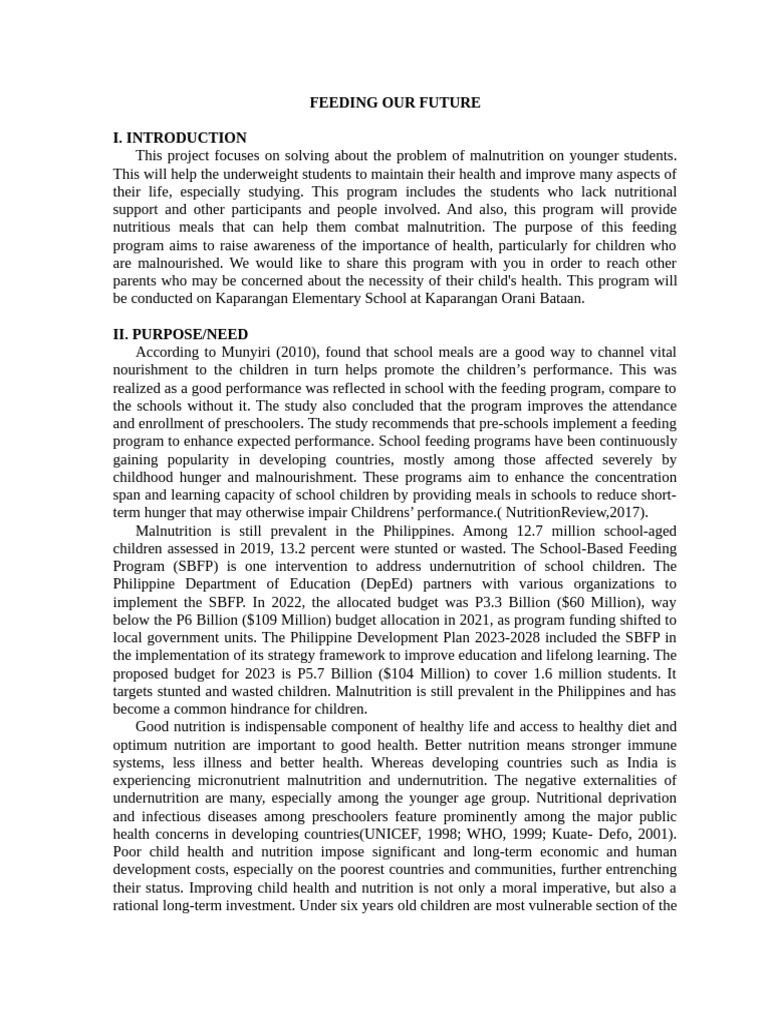 Group 1 Eapp Concept Paper 2 | PDF | Malnutrition