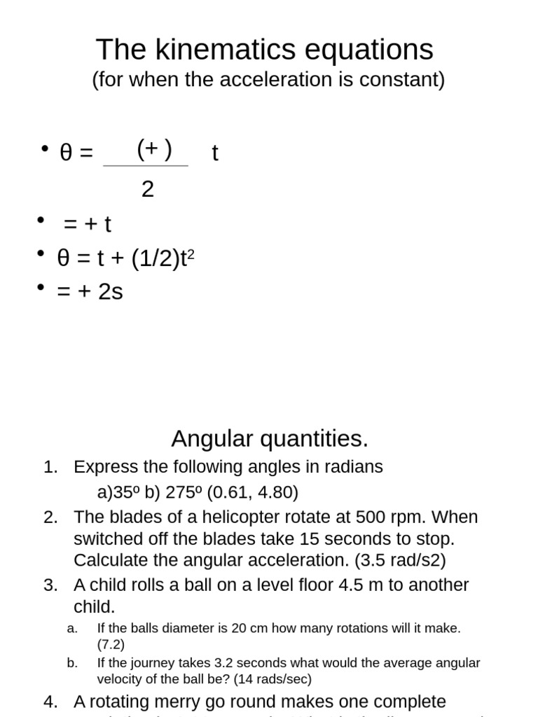 2 Rotational Kinematics | PDF | Torque | Acceleration
