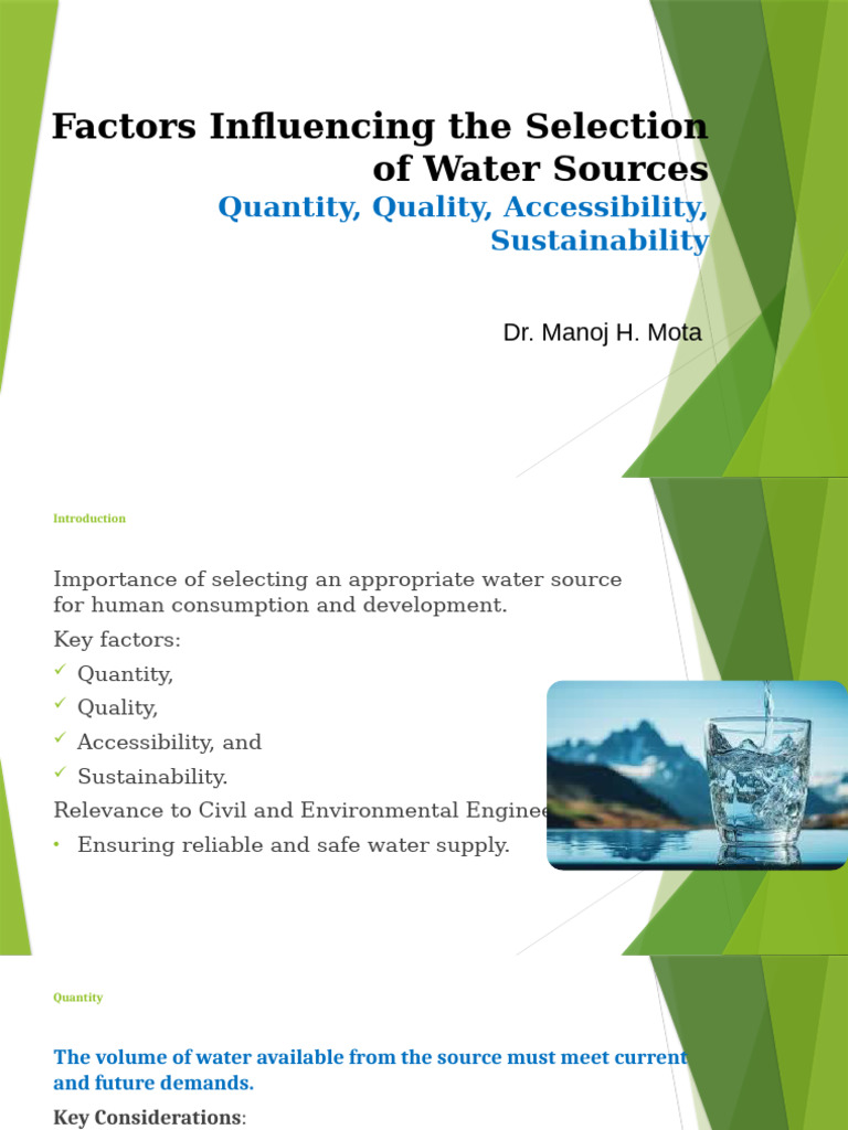 Selection of Water Sources | PDF | Water | Water Resources
