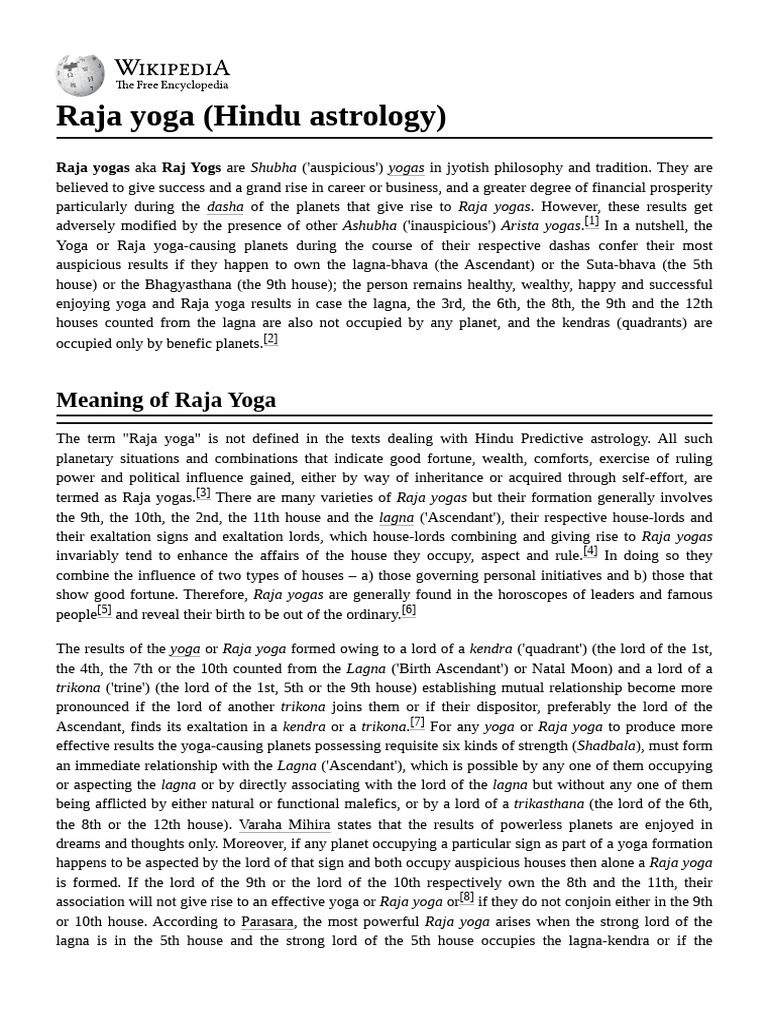 Raja Yoga (Hindu Astrology) | PDF | Planets In Astrology | Technical ...